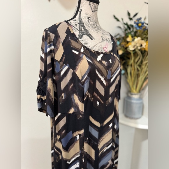 I.N. Studio Maxi Dress Short Sleeves Rich Colors Geometric Pattern size 14W - Picture 7 of 10